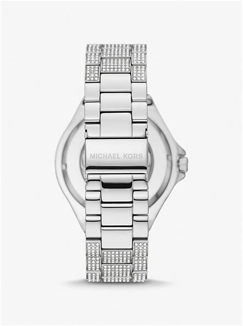 michael kors oversized lennox pavé silver-tone watch|Oversized Lennox Animal Pavé Silver.